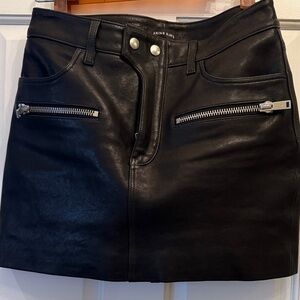 Anine Bing Steel Black Leather Mini Skirt